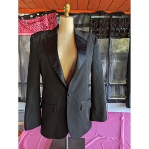 Henry Segal mens 35R black suit jacket lined with satin accents